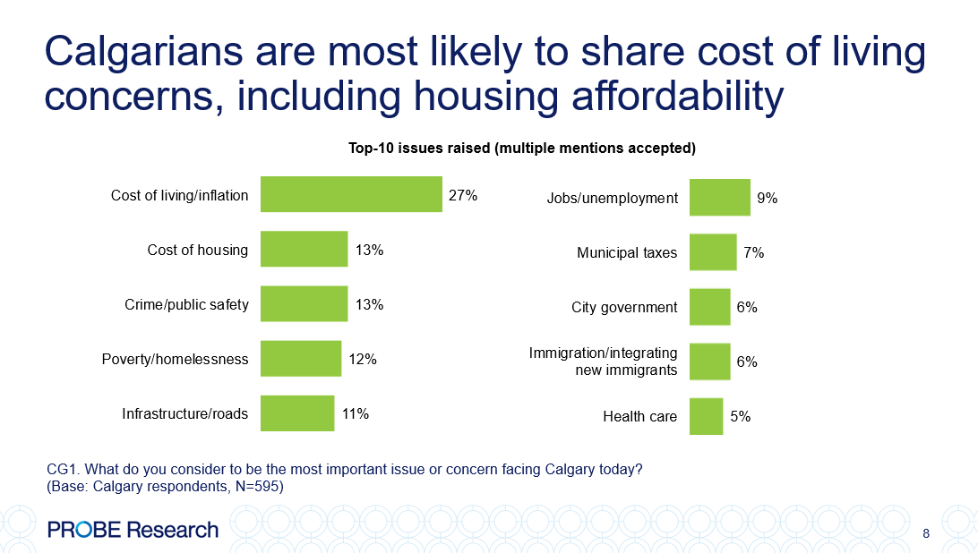 graph showing which issues Calgarians are most concerned about