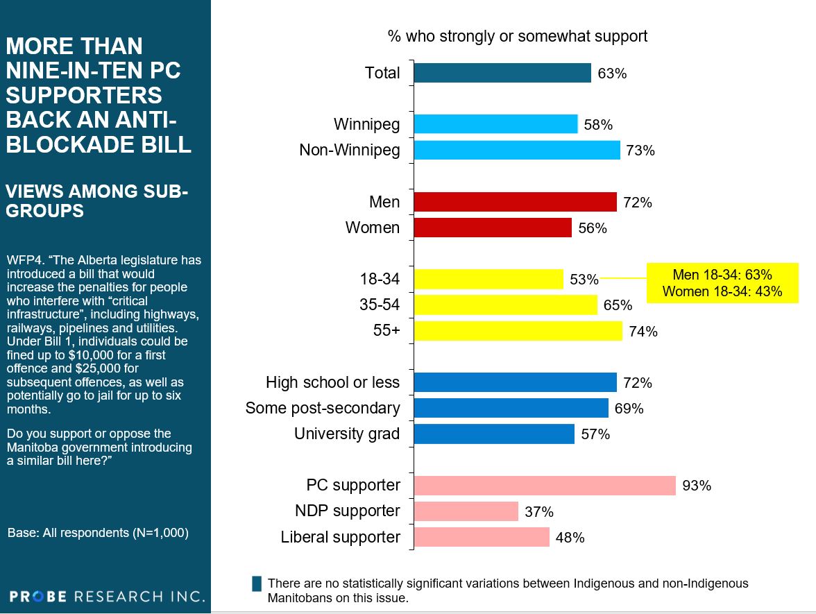 graph showing support for anti-blockade bill among sub-populations