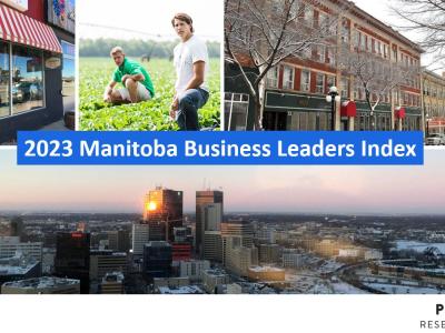 A collage showing streetscapes of Winnipeg and Brandon, a storefront and two men in a field