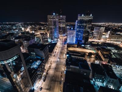 downtown Winnipeg at night