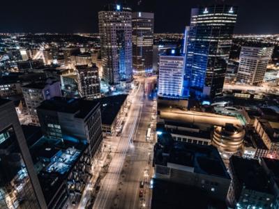 downtown Winnipeg at night