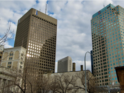 downtown Winnipeg's skyline from the Exchange District