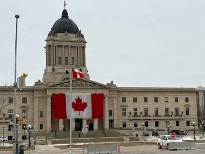 Large Canadian Flag at the Manitoba Legislature