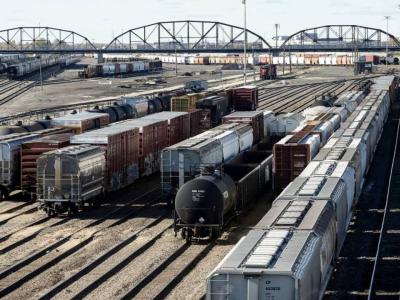 view of the CP rail yards in Winnipeg