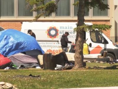 A homeless encampment in downtown Winnipeg
